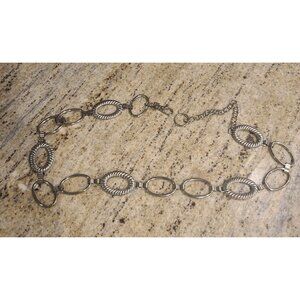 Retro Silver Tone Oval Link Metal Chain Women’s S/M Belt 42” Western Boho Fairy